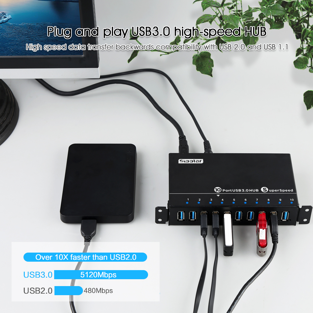 10 Ports USB 3.0 HUB support plug & play