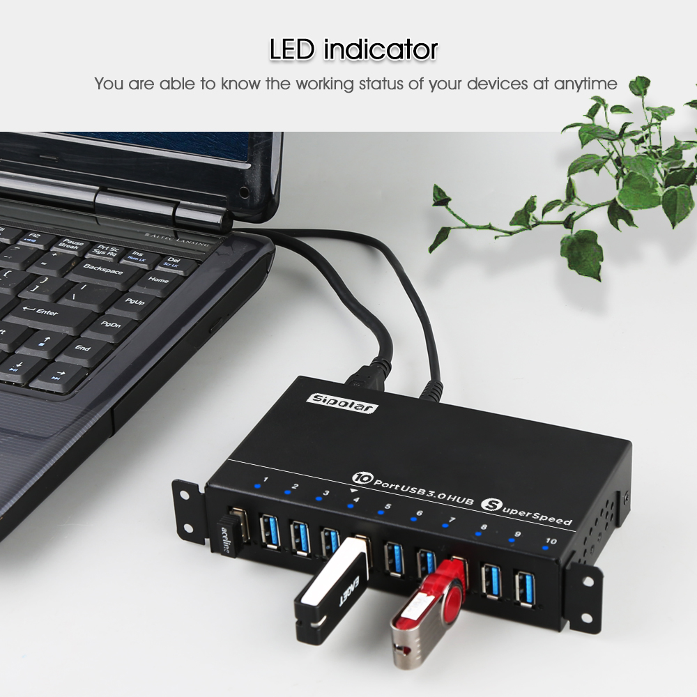 10 Ports USB 3.0 HUB has LED indicator